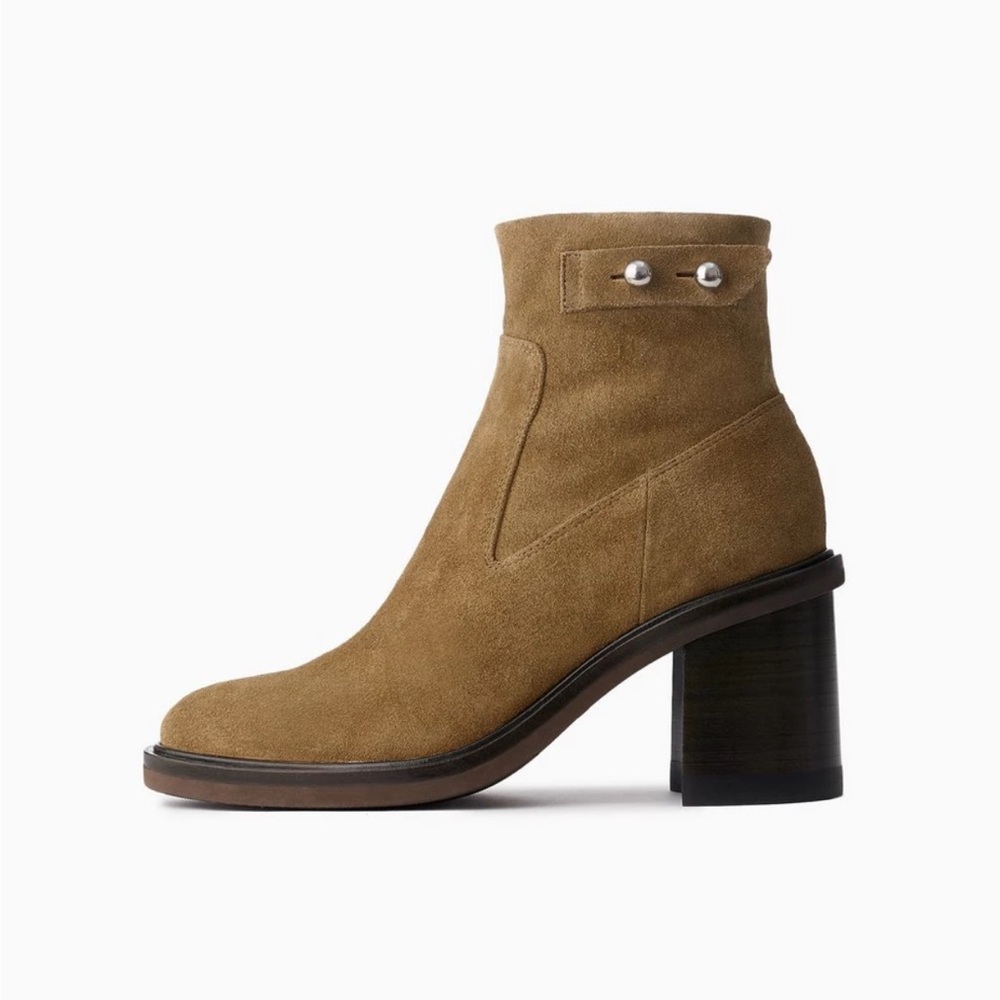 NWOT Rag And Bone Soren Suede Moto Ankle Bootie Size 37 Tan